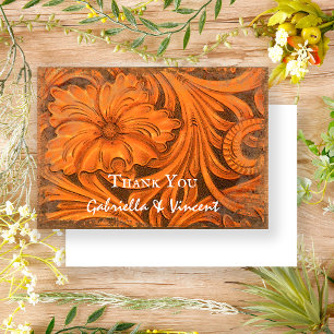 Invitation Rustique Flower Western Mariage Merci Note