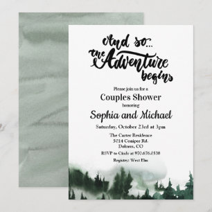 Invitation Rustique Forêt de montagne Couples de douche Invit