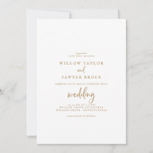 Invitation Rustique Gold Script Décontracté Couple & Parents 