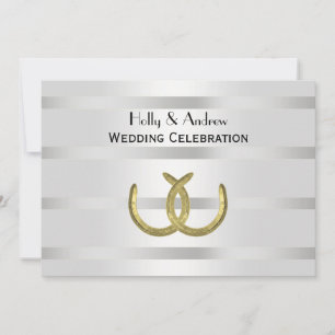 Invitation Rustique Golden Horseshoe Argent Wht H Mariage