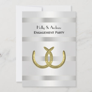 Invitation Rustique Golden Horseshoe Silver Wht V Fiançailles
