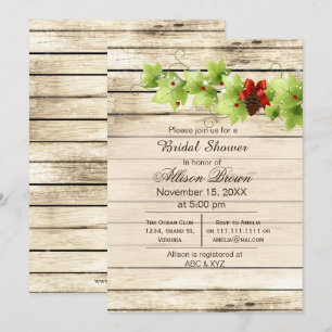 Invitation Rustique hiver cônes de pin sylvestre Douche nupti