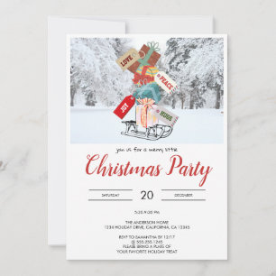 Invitation Rustique hiver motoneige neige fête de Noël Invita