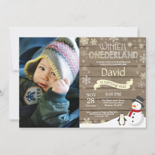 Invitation Rustique hiver Onederland 1er anniversaire Invitat