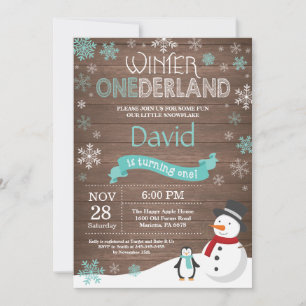 Invitation Rustique hiver Onederland 1er anniversaire Invitat
