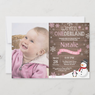 Invitation Rustique hiver Onederland 1er anniversaire Invitat