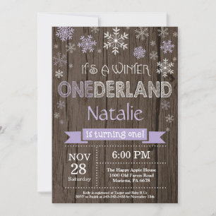 Invitation Rustique hiver Onederland 1er anniversaire Invitat