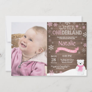 Invitation Rustique hiver Onederland 1er anniversaire Invitat