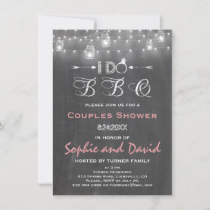 Invitation Rustique I DO BBQ Chalk Mason Jars Éclairages de c