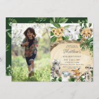 Rustique Jungle Animaux Bois Verdure Photo Anniver