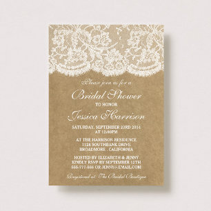 Invitation Rustique Kraft et Vintage Fête des mariées en dent