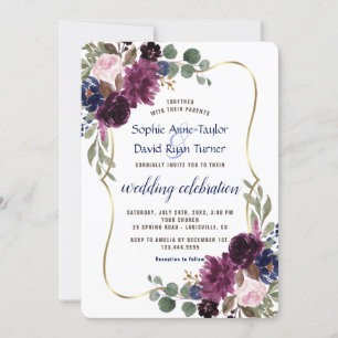 Invitation Rustique Lavender Marine or Floral Bloom Mariage