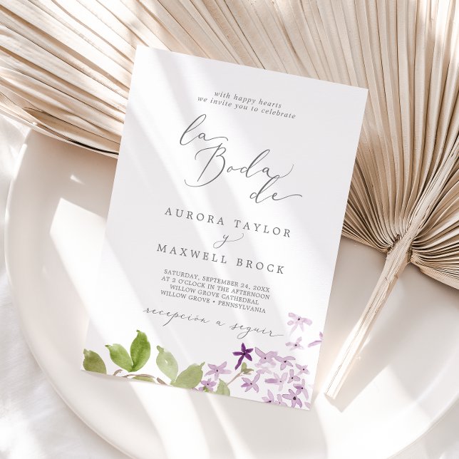 Invitation Rustique Lilac La Boda De Mariage (Créateur téléchargé)