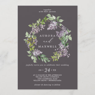 Invitation Rustique Lilac   Mariage de couronne gris