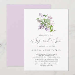 Invitation Rustique Lilac Sip et voir
