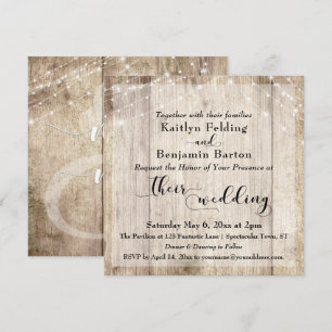 Invitation Rustique Lumière Brown Bois et Lumières Blanches M