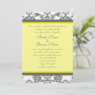 Invitation Rustique Luxe Charcoal Grey et Jaune Mariage