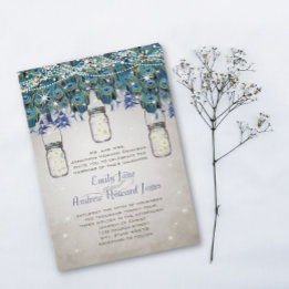 Invitation Rustique Luxe Mason Jar Navy Turquoise Peacock