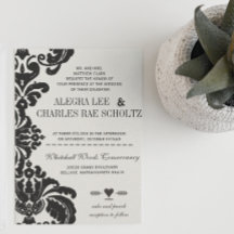 Rustique Luxe Vintage Black Mariage damassé Invita