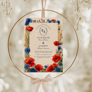 Invitation Rustique Mariage d'été de Cornflower de pavot