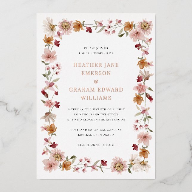 Invitation Rustique Mariage Foil (Recto)