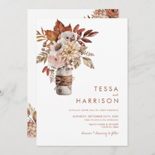 Invitation Rustique Mason Jar Aquarelle Mariage Floral