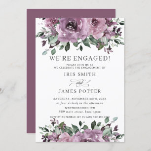Invitation Rustique Mauve Plum violet Floral