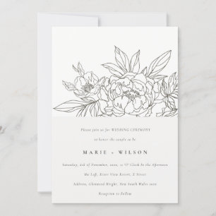 Invitation Rustique minimaliste Élégant Brown floral Mariage 
