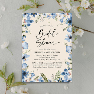 Invitation Rustique minimaliste Fête des mariées de fleurs bl
