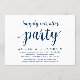 Invitation Rustique Moderne Mignon, Bleu Marine, Mariage Fugi