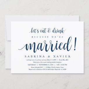 Invitation Rustique moderne, Script bleu marine, Elopement Ma