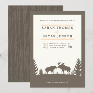 Invitation Rustique Moose Mariage extérieur