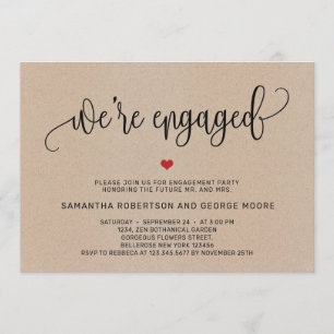Invitation Rustique nous sommes engagés fiançailles papier kr