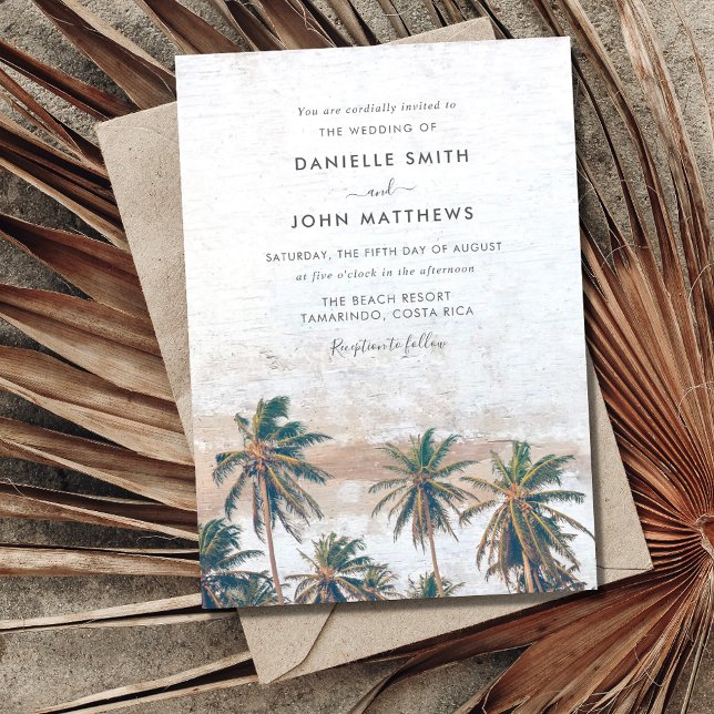 Invitation Rustique Palm Tree Beach Destination Mariage (Créateur téléchargé)
