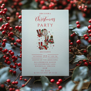 Invitation Rustique Patchwork Ho Ho Ho Noël