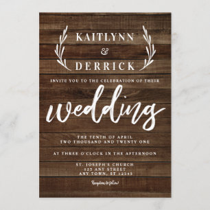 Invitation Rustique Pays Ferme Bois Mariage simple