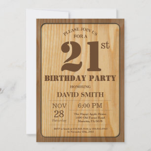 Invitation rustique pour 21e anniversaire Bois vin
