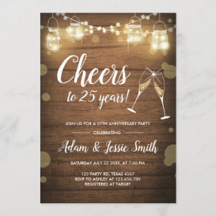 Invitation Rustique pour les 25 Ans de Mariage ave