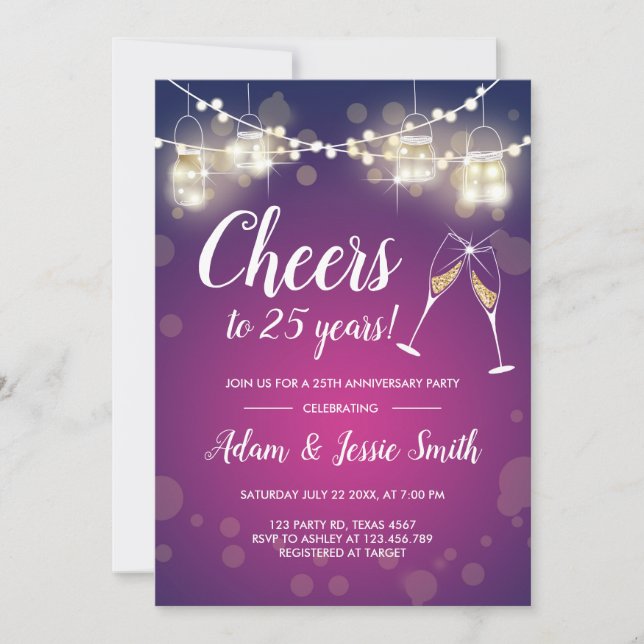 Invitation Rustique pour les 25 Ans de Mariage ave (Devant)