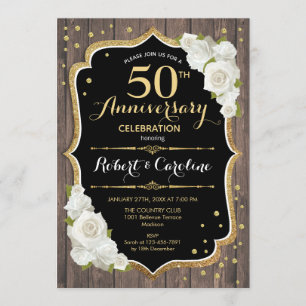 Invitation Rustique pour les 50 Ans de Mariage - B