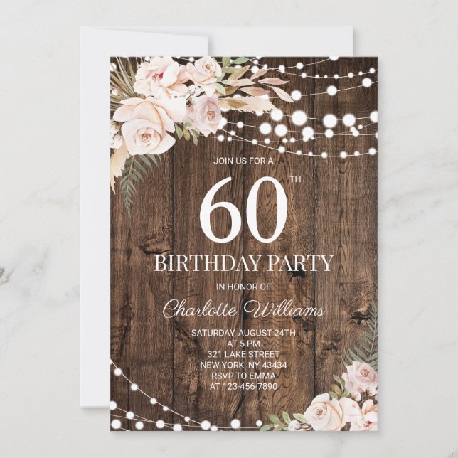 Invitation rustique pour les 60 ans (Devant)