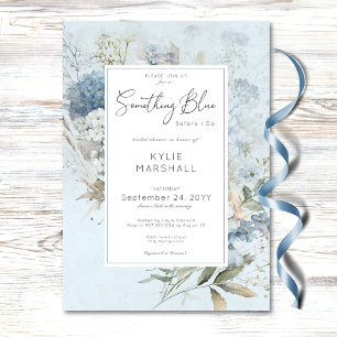 Invitation Rustique Quelque Chose de Bleu Fleurs Blanches pou