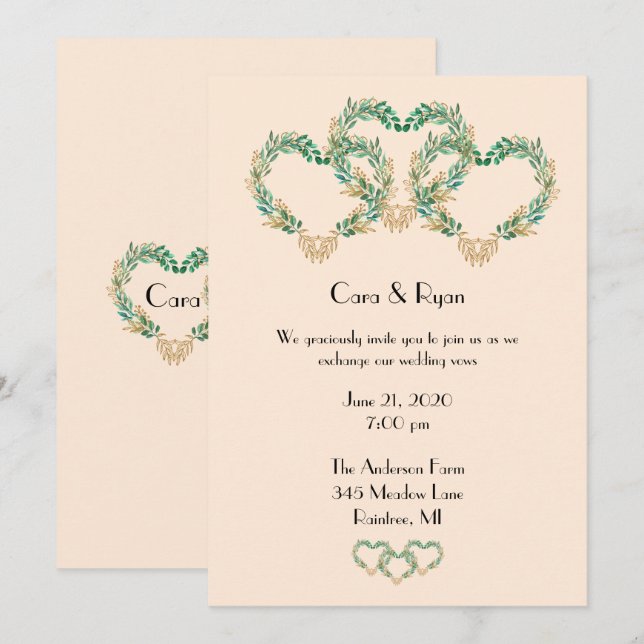 Invitation Rustique romantique Joli Mariage (Devant / Derrière)