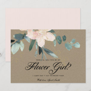 INVITATION RUSTIQUE ROSE FLORAL AQUARELLE SOIS MA DEMOISELLE