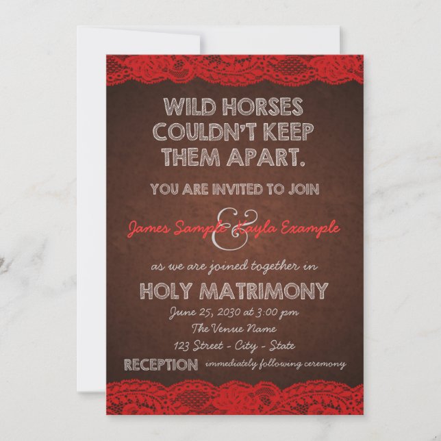 Invitation Rustique rouge et Mariage campagnard Brown (Devant)