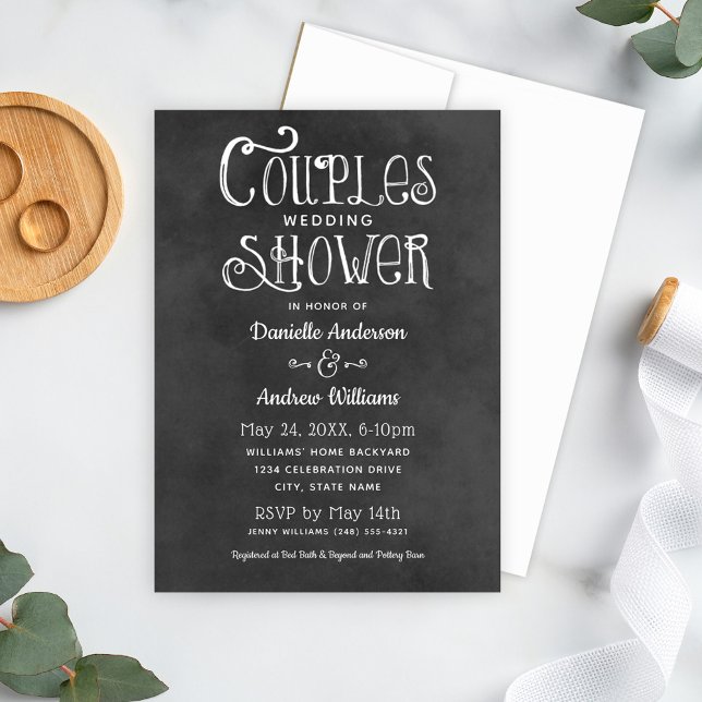 Invitation Rustique Script Chalkboard Mariage Couples Douche  (Créateur téléchargé)