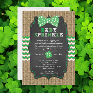 Invitation Rustique St Patrick's Day Bow Cravate bébé saupoud
