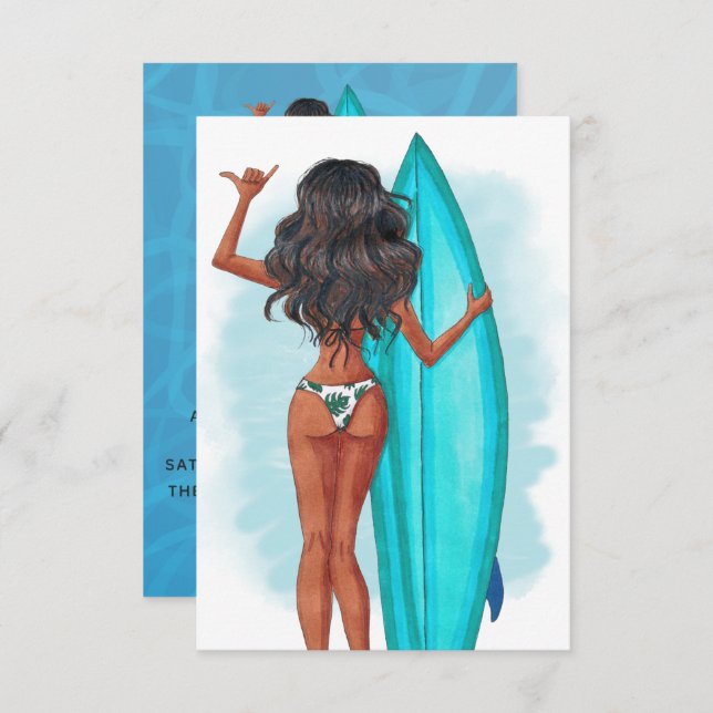 Invitation Rustique Surf d'été Plage vacances Anniversaire I (Devant / Derrière)