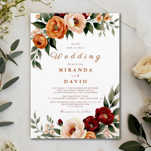 Invitation Rustique Terracotta Automne Pampas Mariage en herb