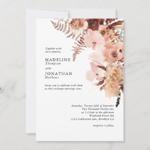 Invitation Rustique Terracotta Bohemian Hydrangea Mariage